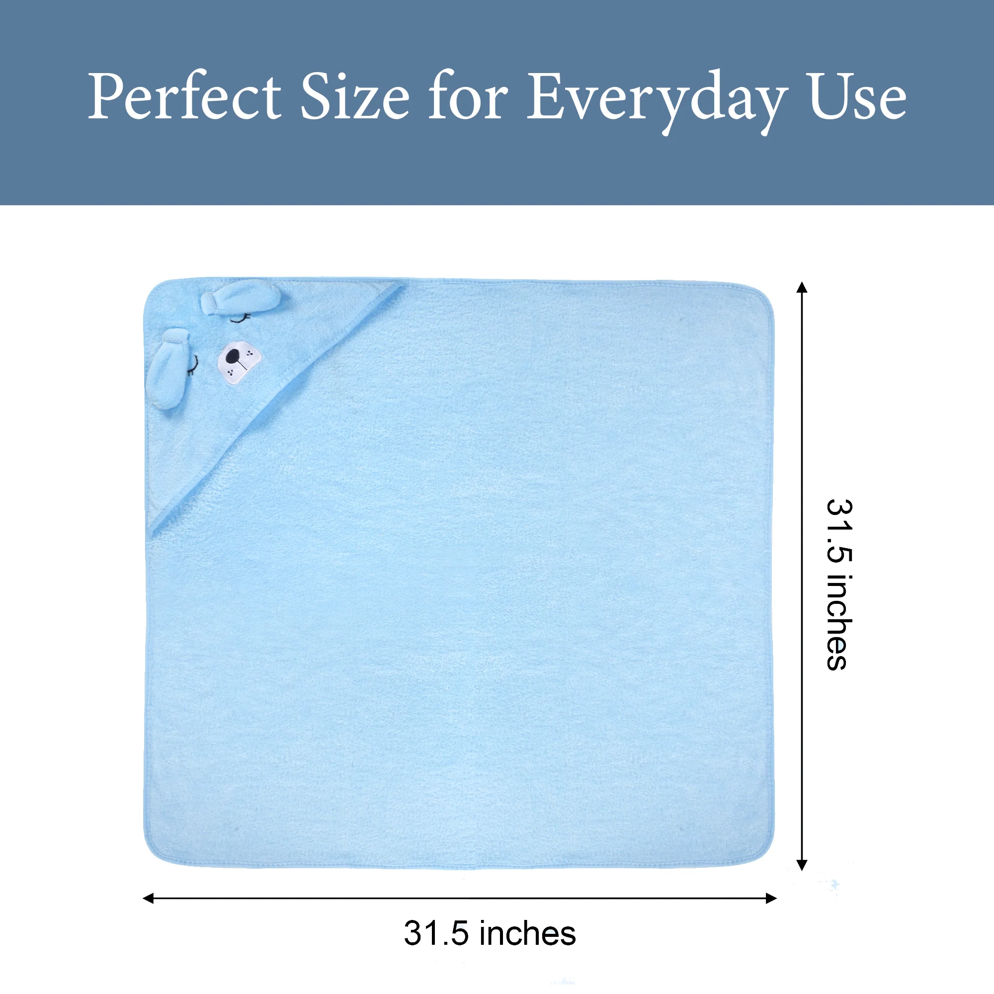 Hooded Bath Towel - Light Blue Dog - Image 3