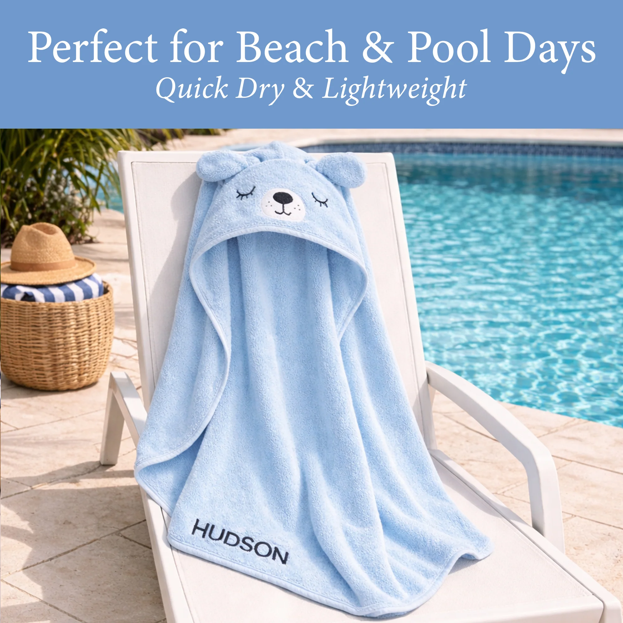 Hooded Bath Towel - Light Blue Dog - Image 4