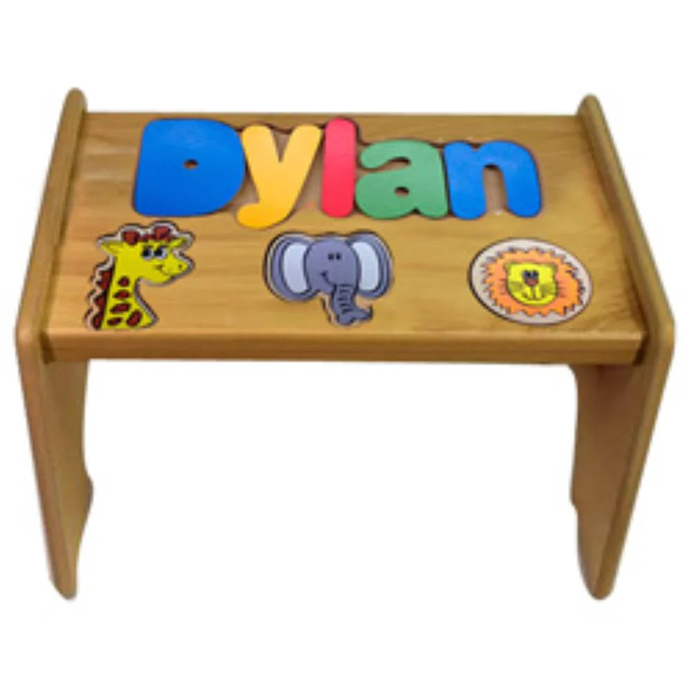 Personalized Name Puzzle Step Stool Jungle