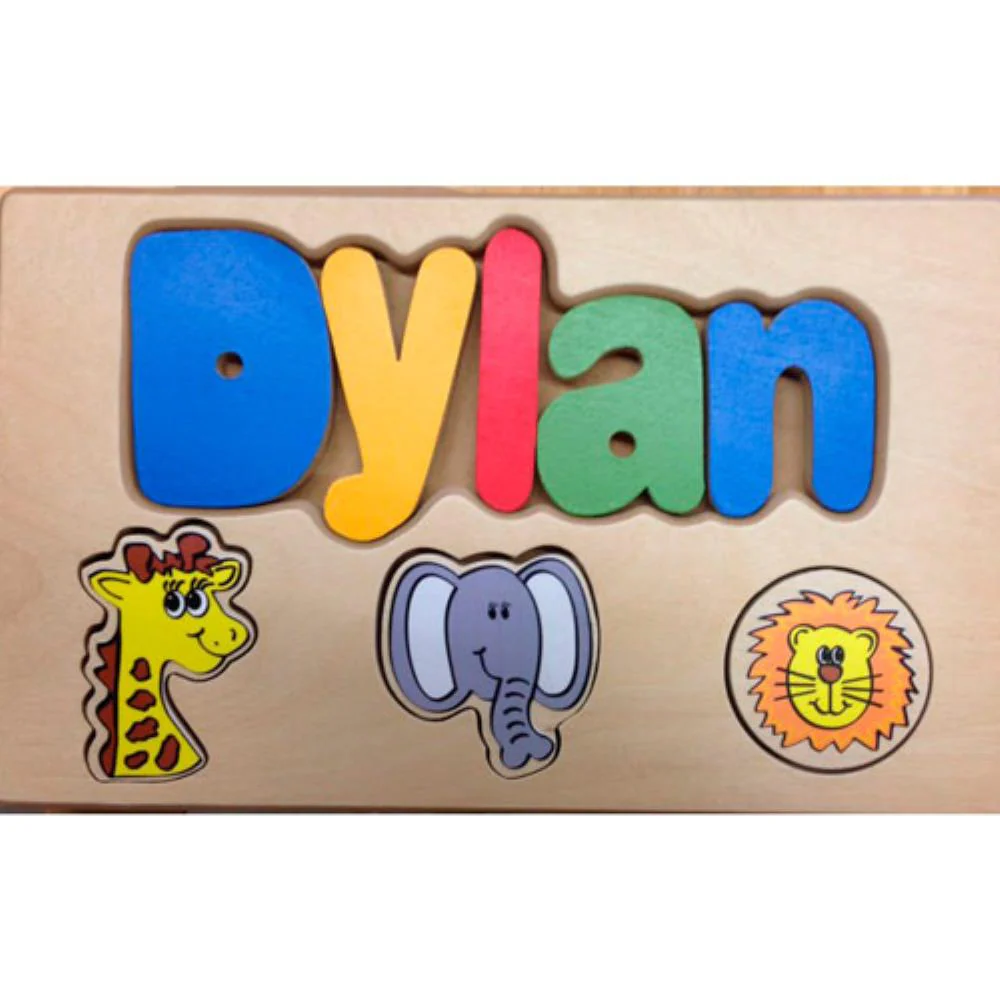 Personalized Name Puzzle Step Stool Jungle - Image 2