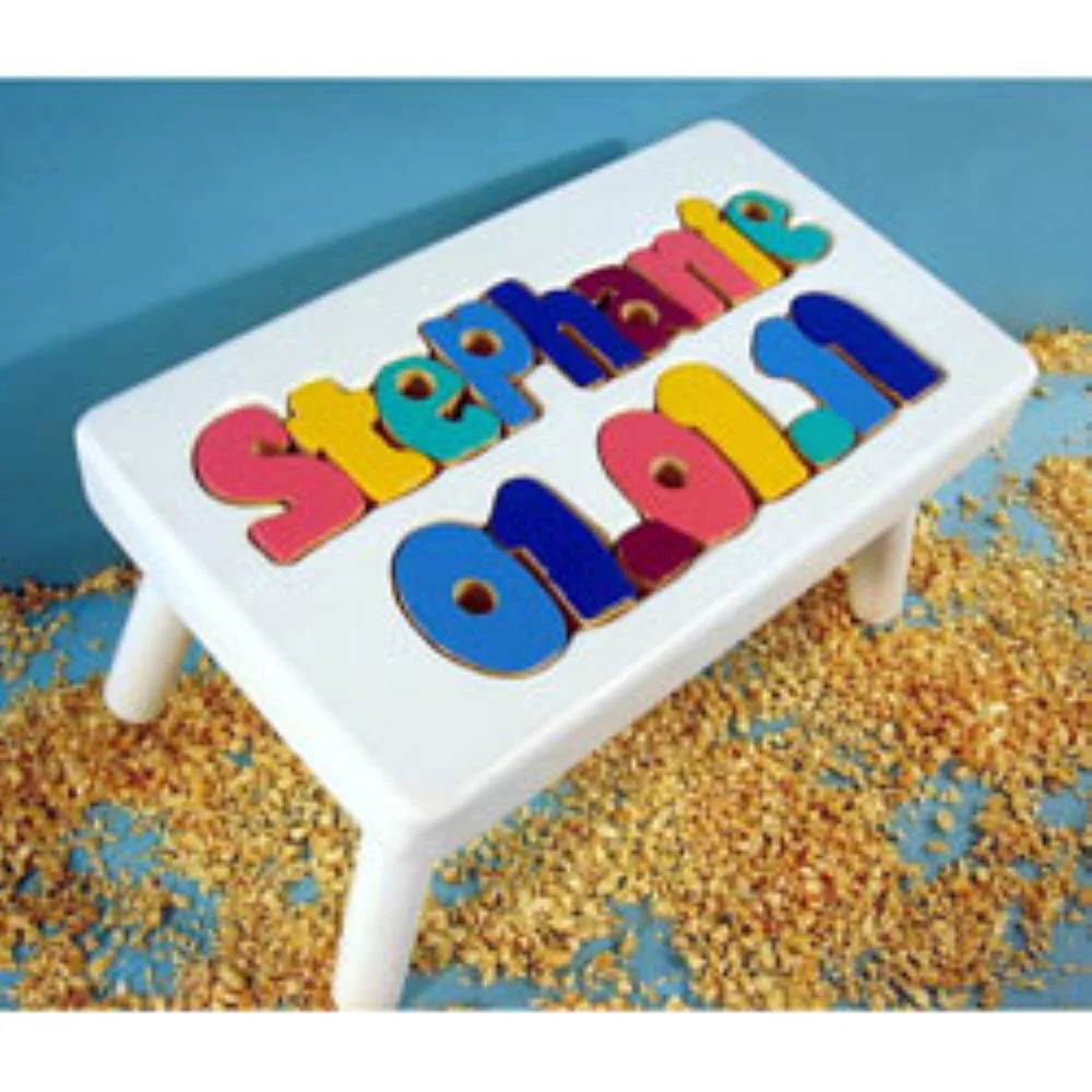 Single Name Birthday Puzzle Step Stool - Image 5