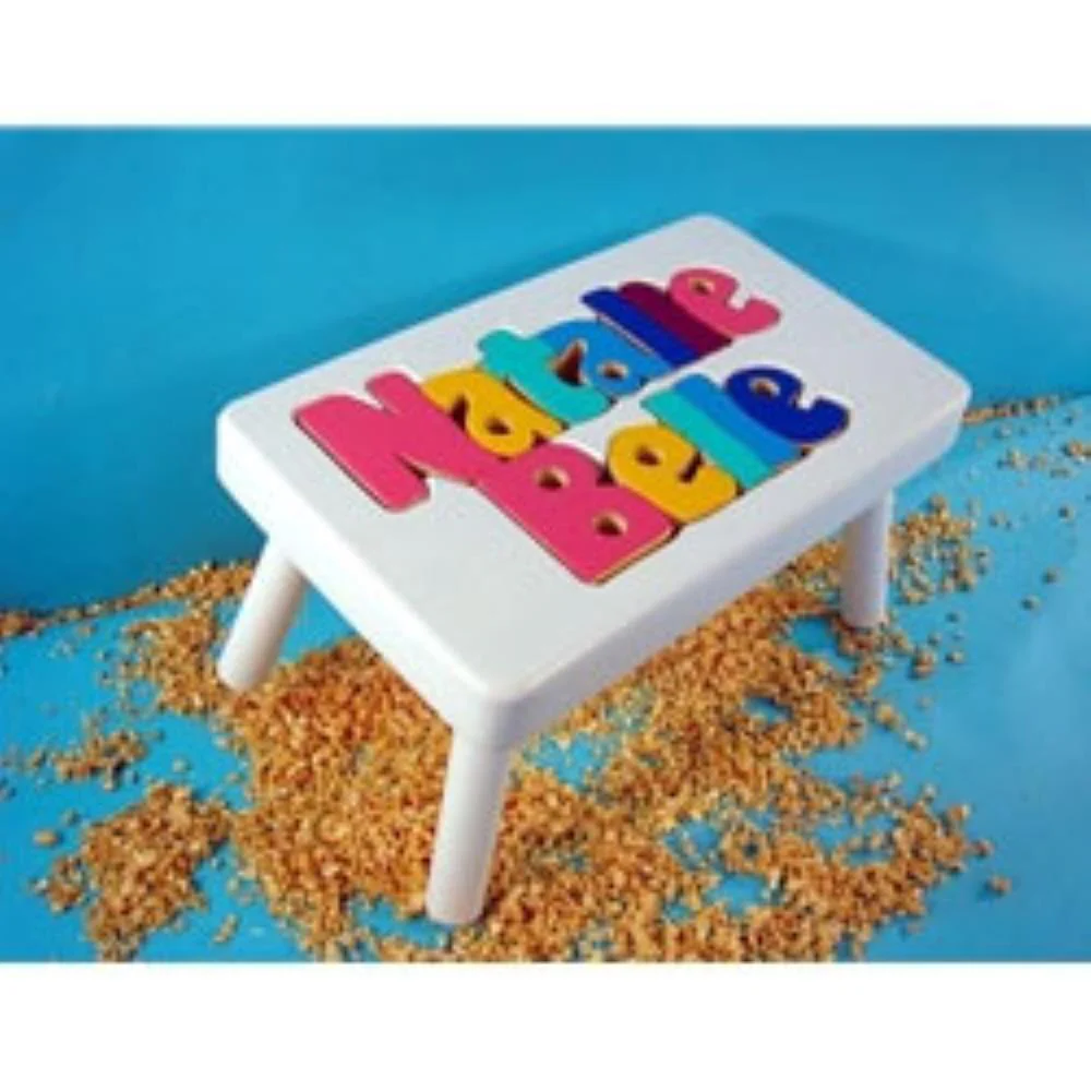 Two Names Wooden Personalized Puzzle Stool - Image 7